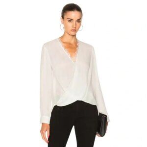L'Agence Top Ivory with Black Lace Trim (100% silk) - size XS